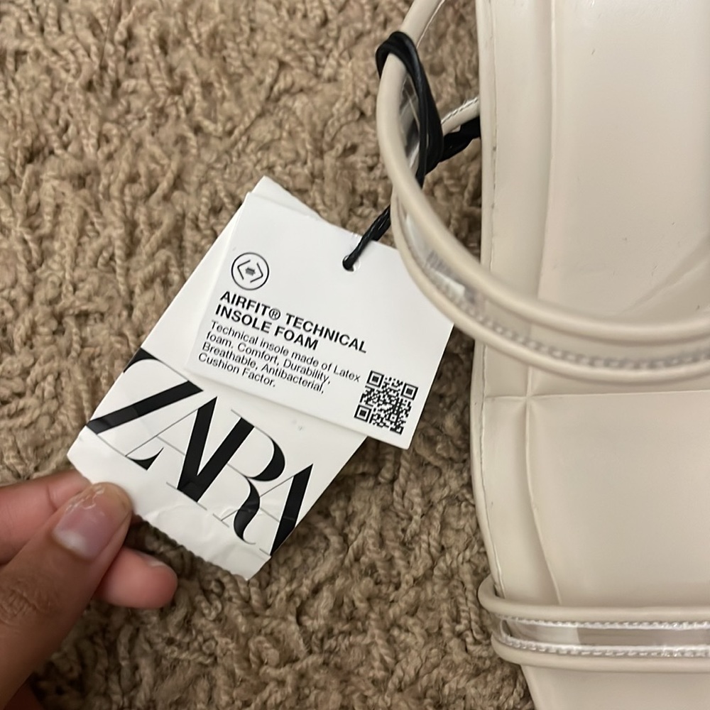 Zara vinyl strappy kitten heels in off white - Picture 8 of 10